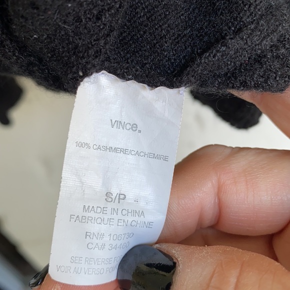 Vince cashmere black pullover sweater w open weave back size small - Picture 8 of 12